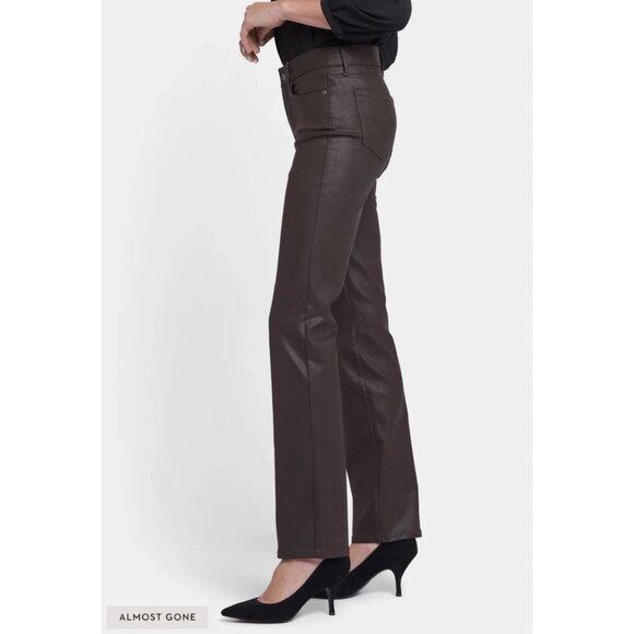 NYDJ Marilyn Straight Coffee Coated Jeans With Lift Tuck Technology 14 petite - Picture 3 of 16